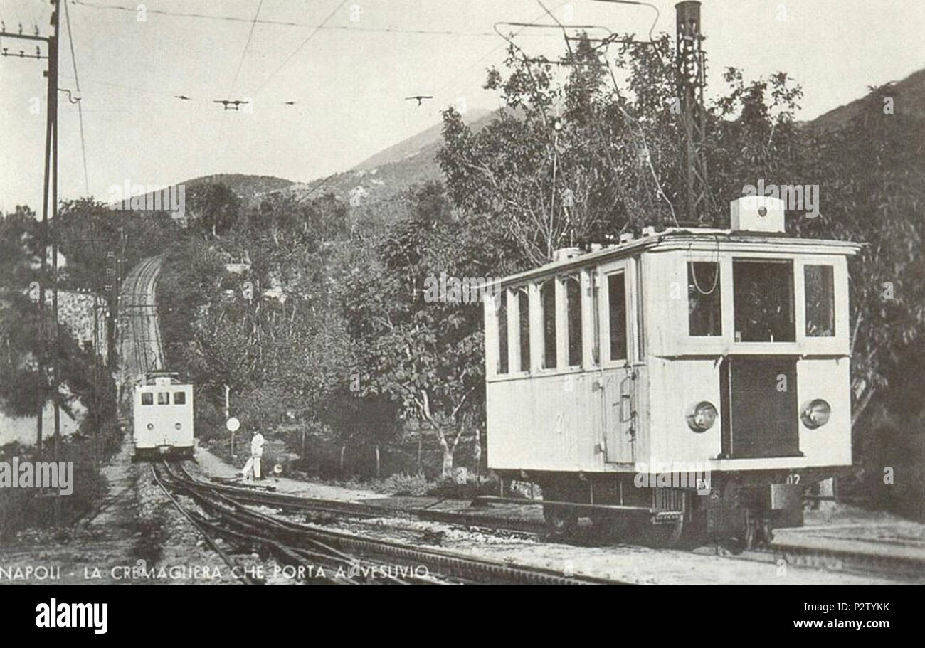 . Italiano: Ferrovia Vesuviana ('Napoli (sic!) - La cremagliera che porta al Vesuvio'). Cartolina. Autore sconosciuto. first half of the 20th century. Unknown 28 Ferrovia Vesuviana 1 Stock Photo