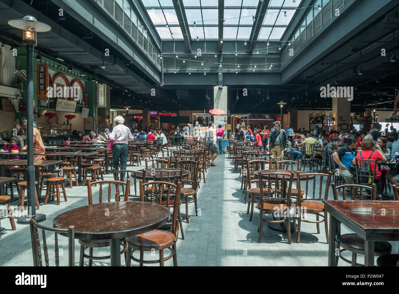 Genting Highlands,Malaysia - October 18,2017 : People can seen having their food in the food court in Sky Avenue Genting Highlands. Stock Photo