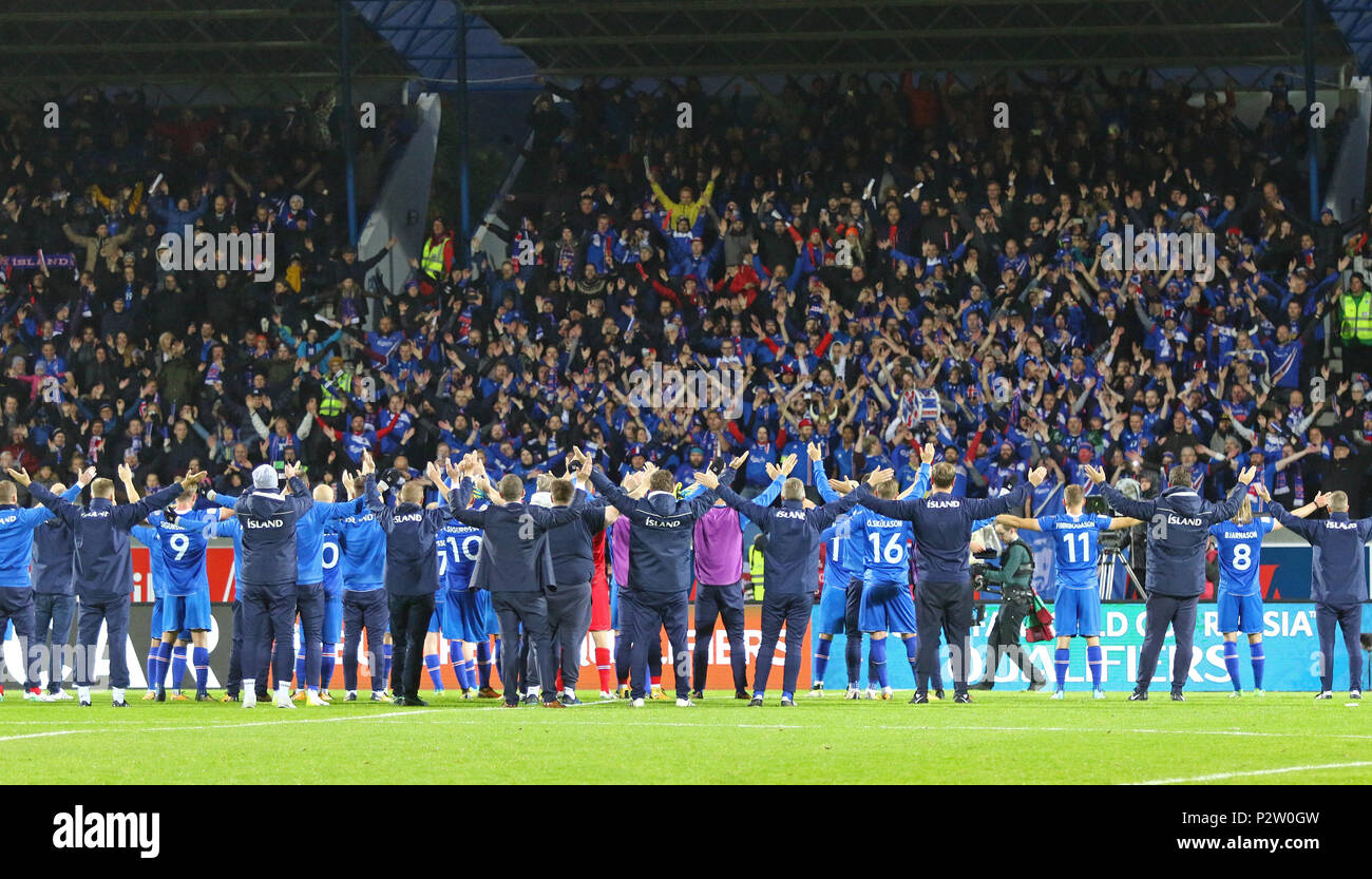 REYKJAVIK, ICELAND - SEPTEMBER 5, 2017: Players of Iceland National