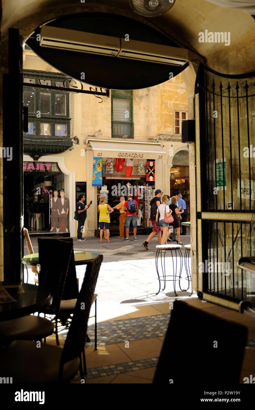 Valletta shopping street Malta Stock Photo Alamy