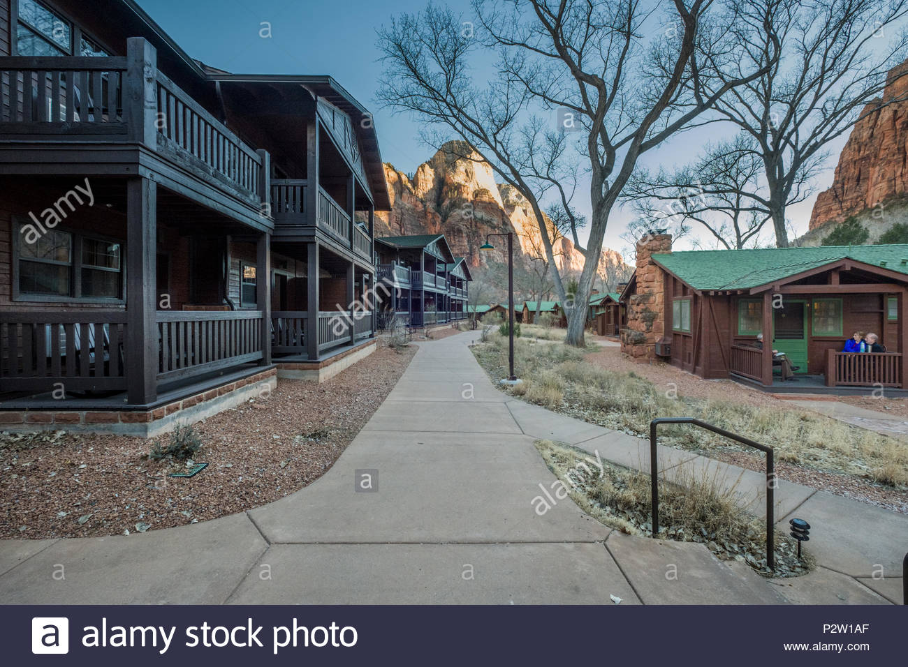 Watchman Two Story Building And Rustic Cabins At The Zion National