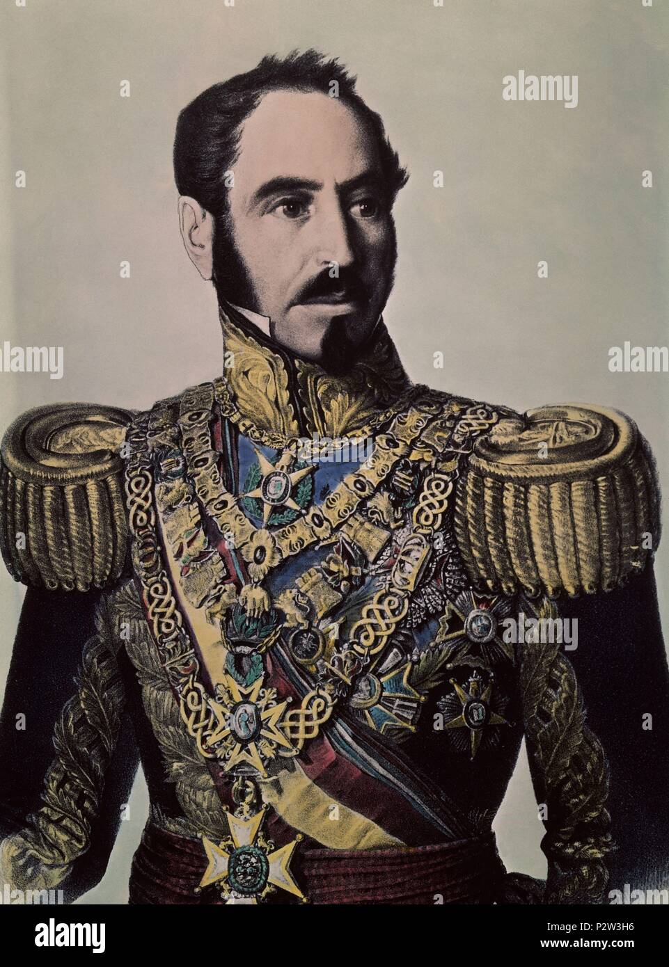 GENERAL BALDOMERO ESPARTERO DUQUE VICTORIA EN 1842. Location: MUSEO ROMANTICO-GRABADO, MADRID, SPAIN. Stock Photo