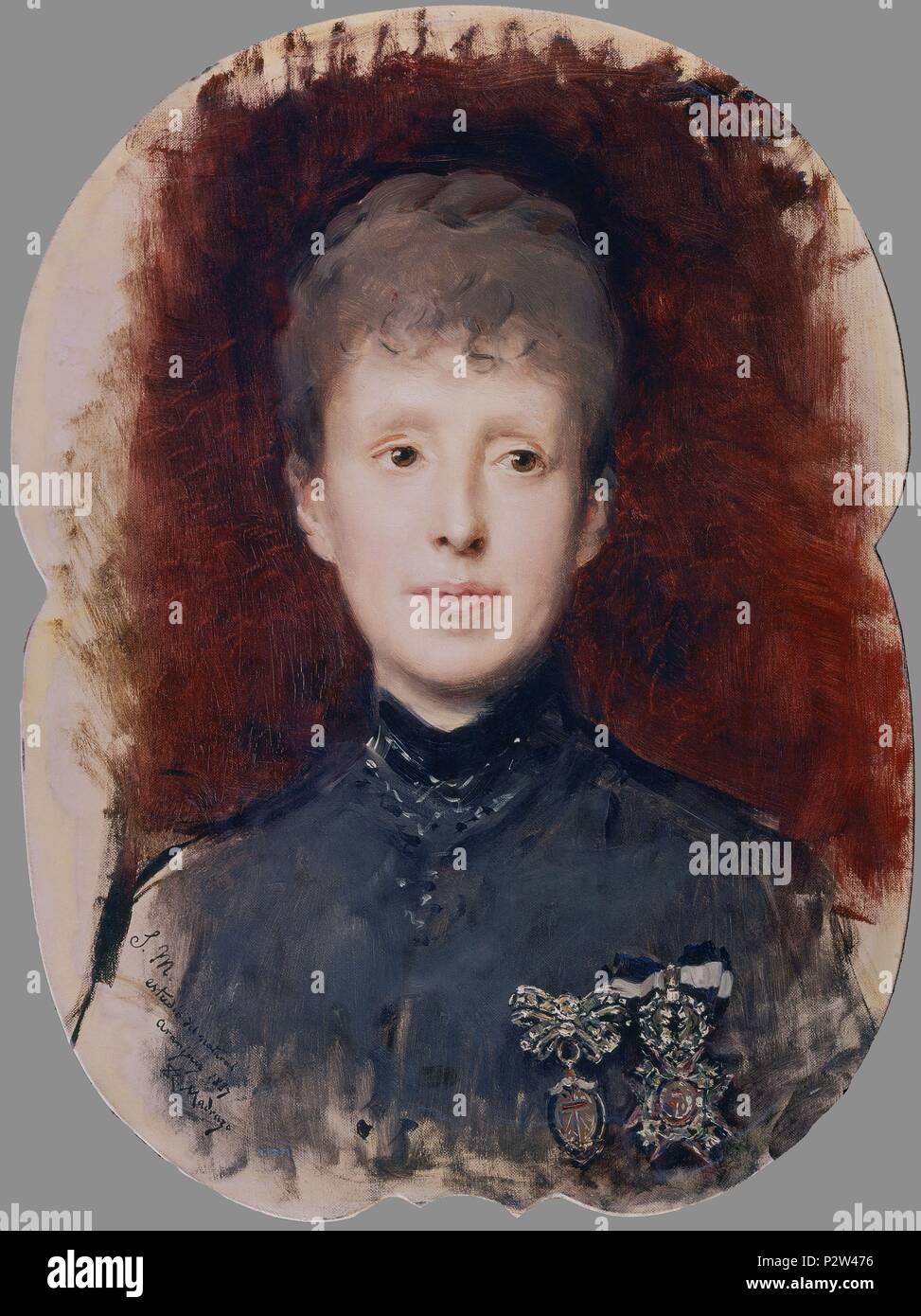 'Maria Christina of Austria', 1887, Oil on canvas, 61,5 x 45 cm, P02619. Author: Raimundo de Madrazo y Garreta (1841-1920). Location: MUSEO DEL PRADO-PINTURA, MADRID, SPAIN. Stock Photo