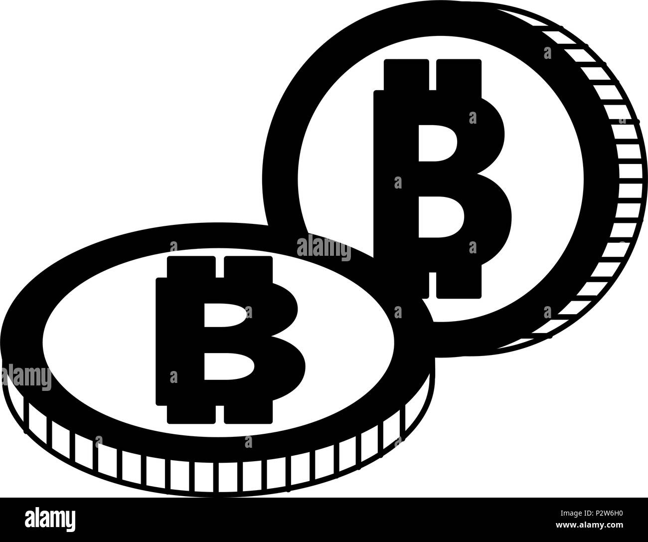 Bitcoins cryptocurrency isolated in black and white Stock Vector Image ...