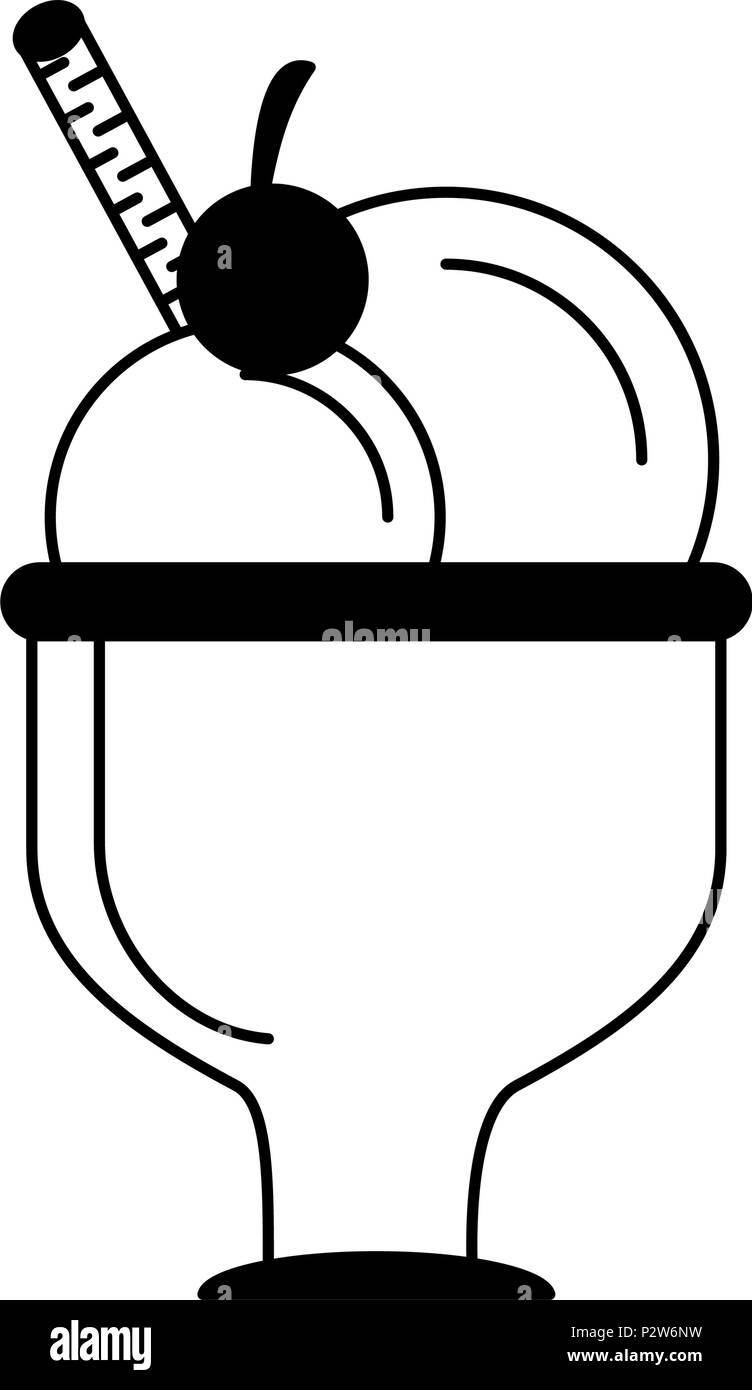 Ice cream cup isolated in black and white Stock Vector Image & Art - Alamy