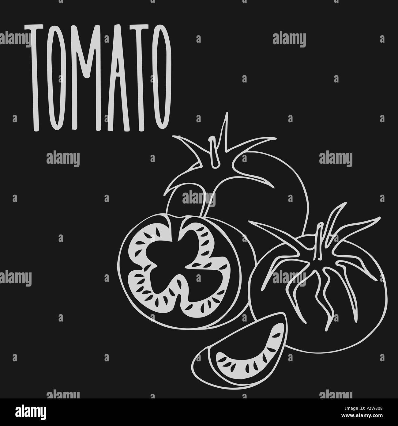 Chalkboard ripe tomato vegetable Stock Vector