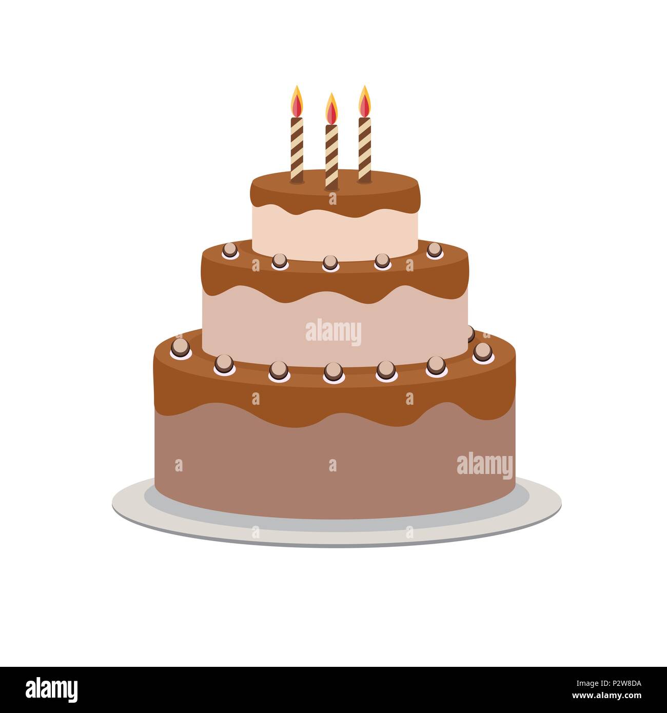 Birthday Cake Flat Icon for Your Design, Vector Illustration Stock Vector