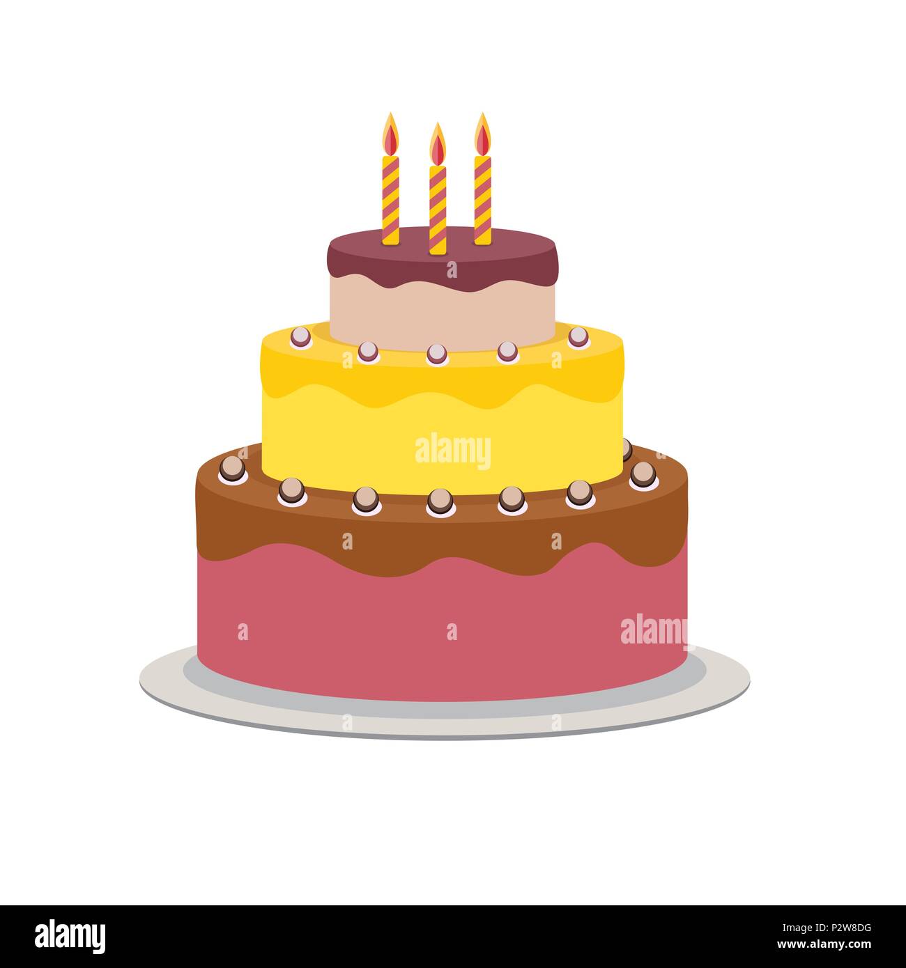 Birthday Cake Flat Icon for Your Design, Vector Illustration Stock Vector