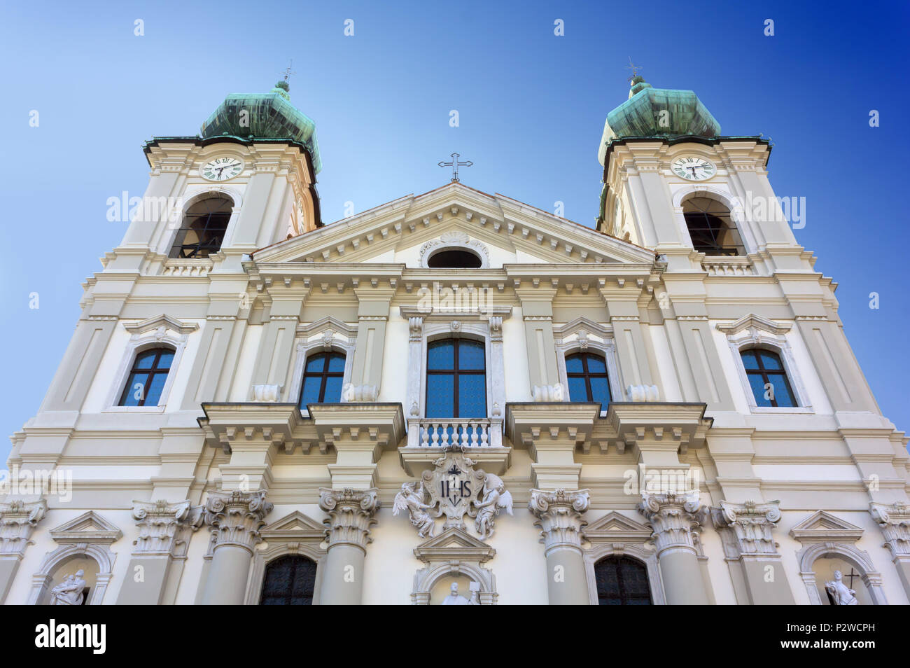 Facade of the baroque catholic church of Sant Ignazio in Gorizia, Italy Stock Photo