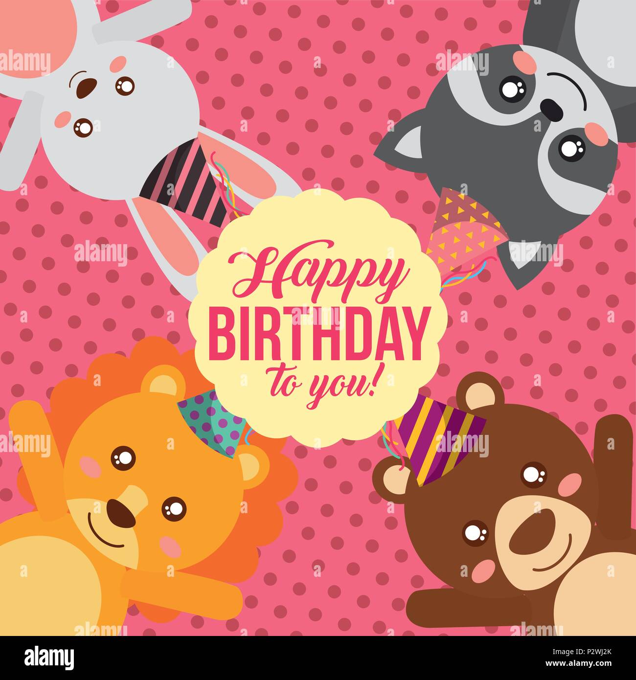 cute animal happy birthday Stock Vector Image & Art - Alamy