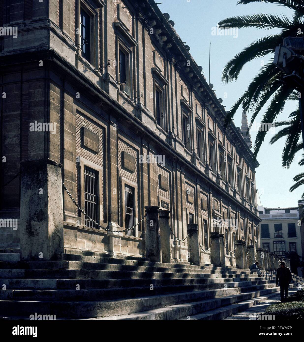 The ancient merchants' exchange and the 'Casa de Contratación' (house of  trade). Exterior- Fachada antigue lonja y casa de la Contratación. Archivo  General de Indias. General Archive of the Indies. Seville. Location: