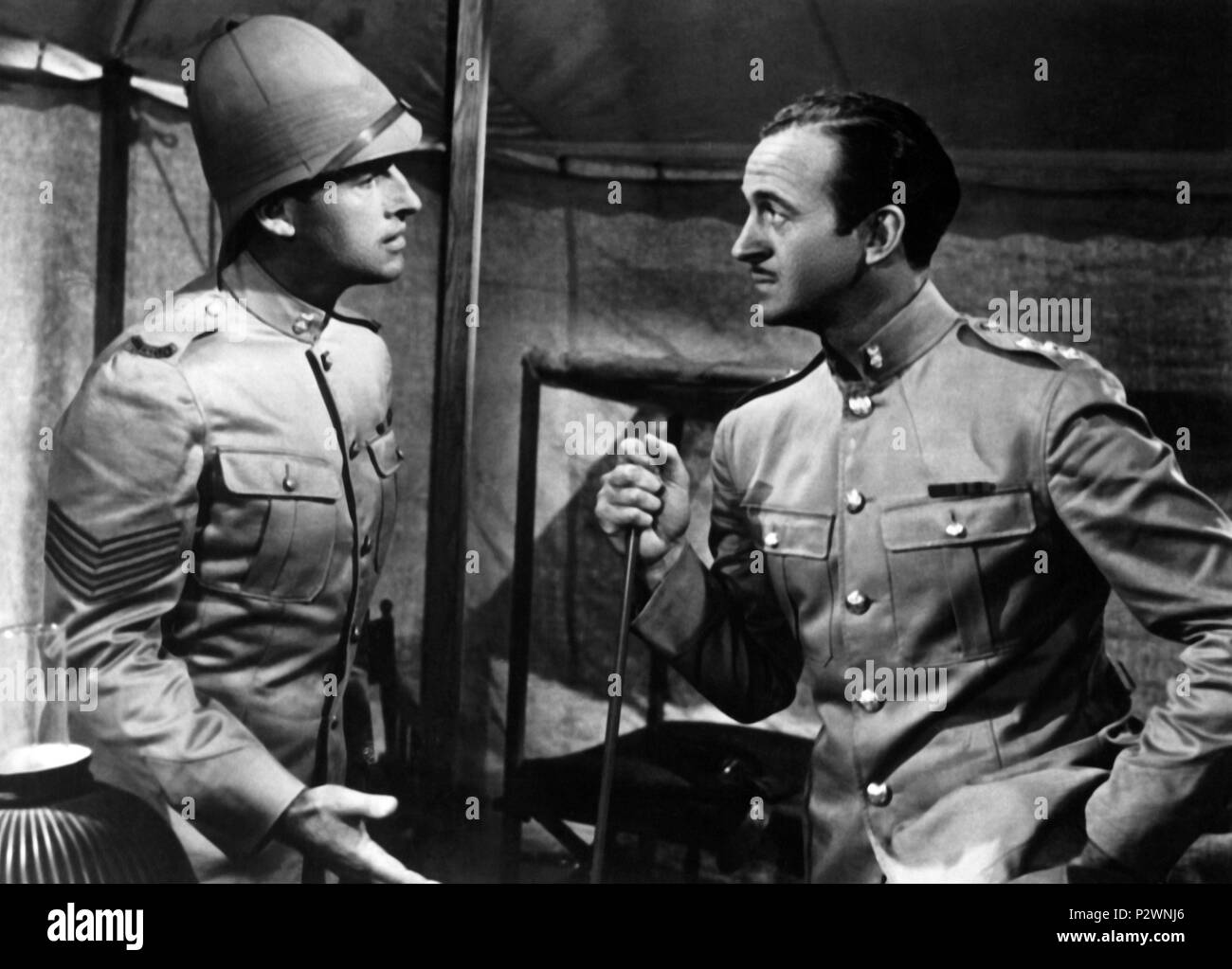 Original Film Title: SOLDIERS THREE.  English Title: SOLDIERS THREE.  Film Director: TAY GARNETT.  Year: 1951.  Stars: STEWART GRANGER; DAVID NIVEN. Credit: M.G.M. / Album Stock Photo