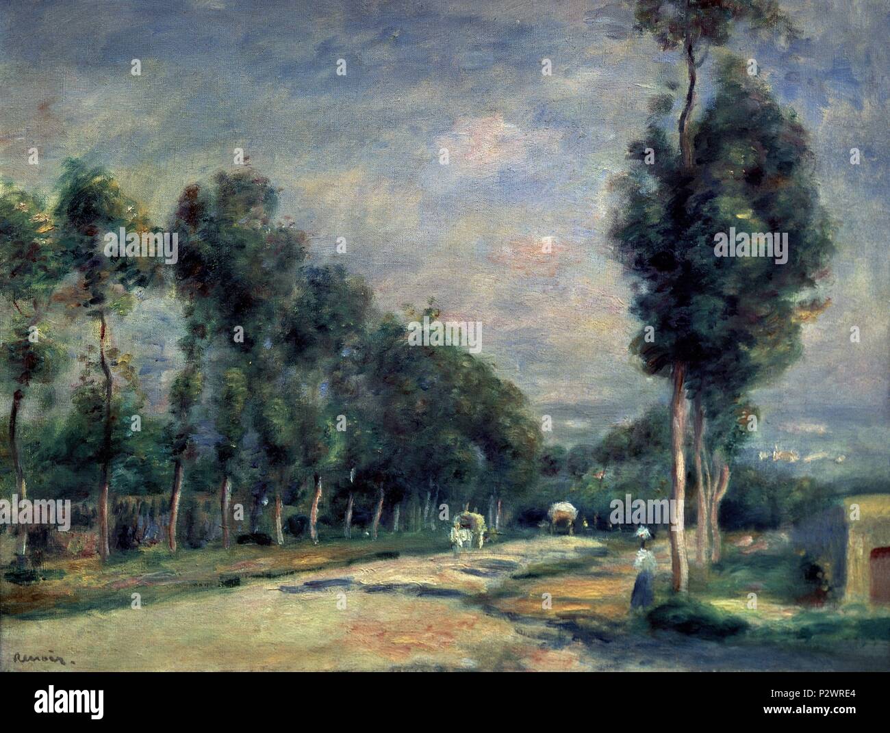 The Road to Versailles at Louveciennes - oil on canvas. Author: Pierre Auguste Renoir (1841-1919). Location: MUSEO, LILLE, FRANCE. Also known as: CARRETERA DE VERSALLES. Stock Photo