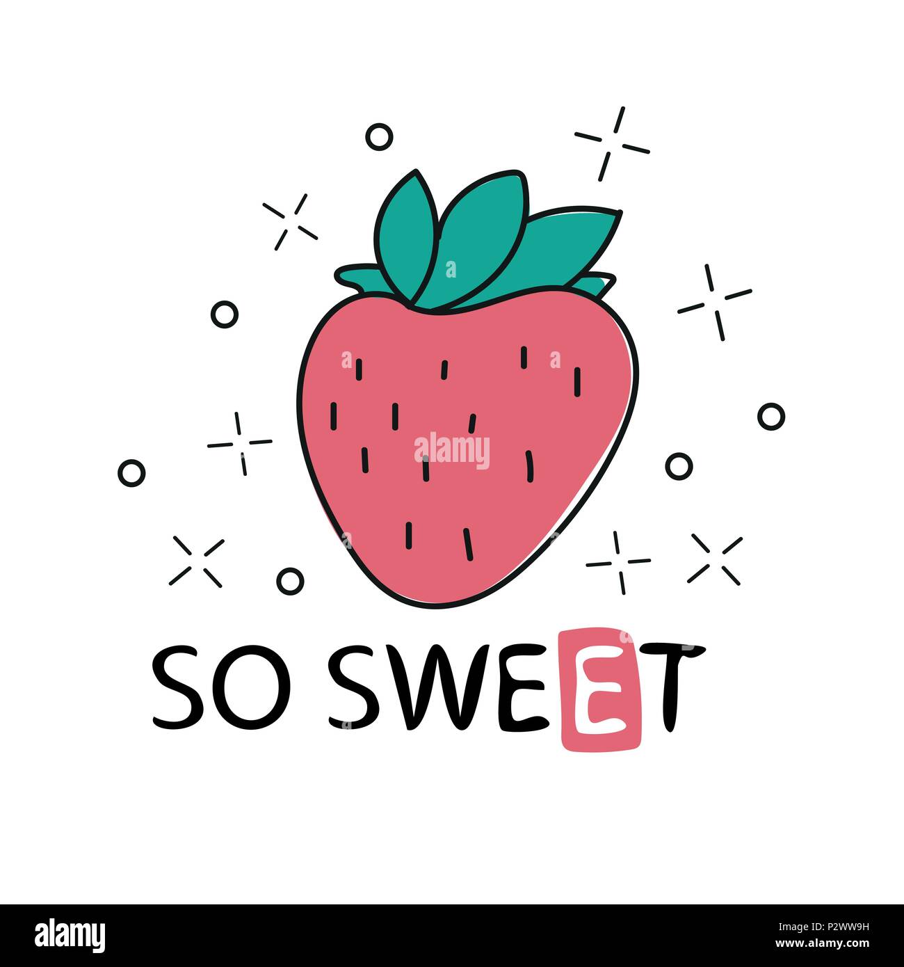 So Sweet Lettering strawberry hand drawn vector Stock Vector