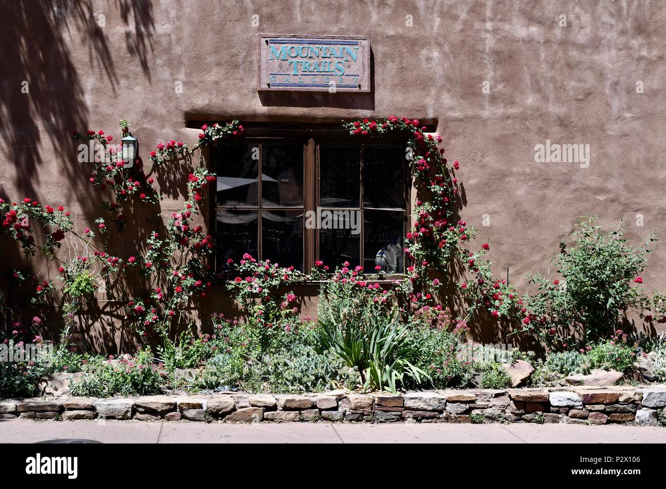 Window and Mountain Trails Art Gallery in Santa Fe Stock Photo Alamy