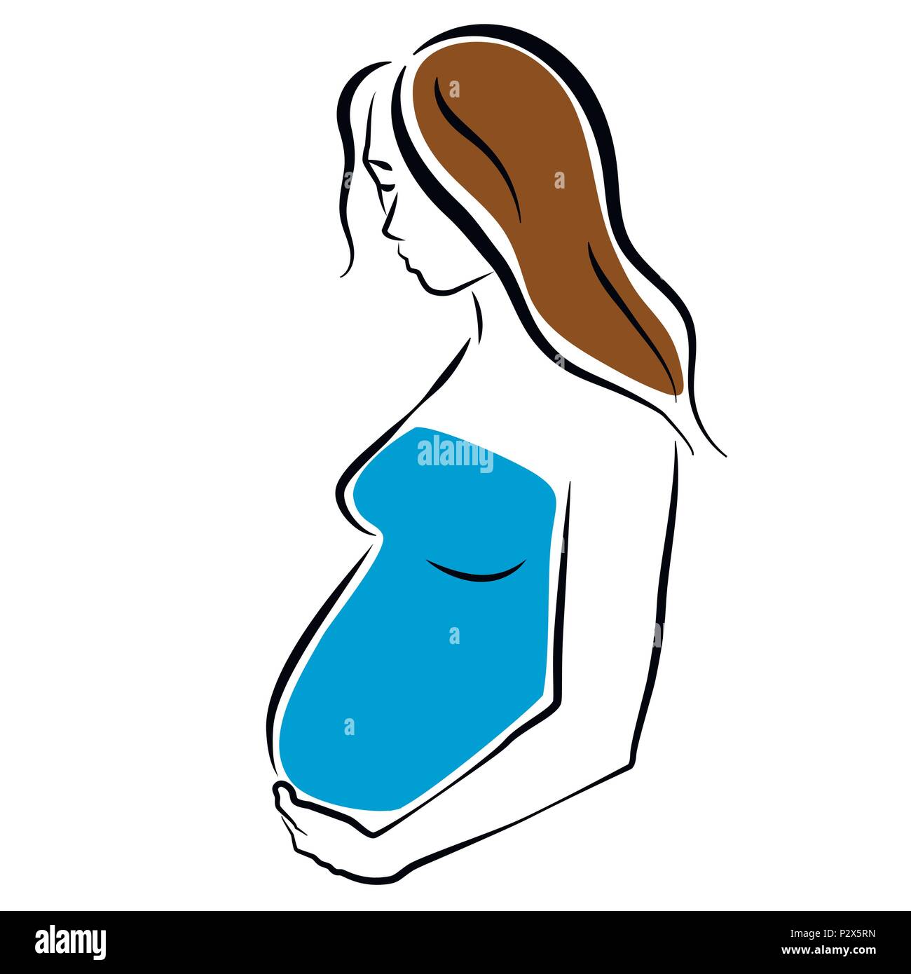 A pregnant woman holding her belly, vector art Stock Vector Image & Art -  Alamy