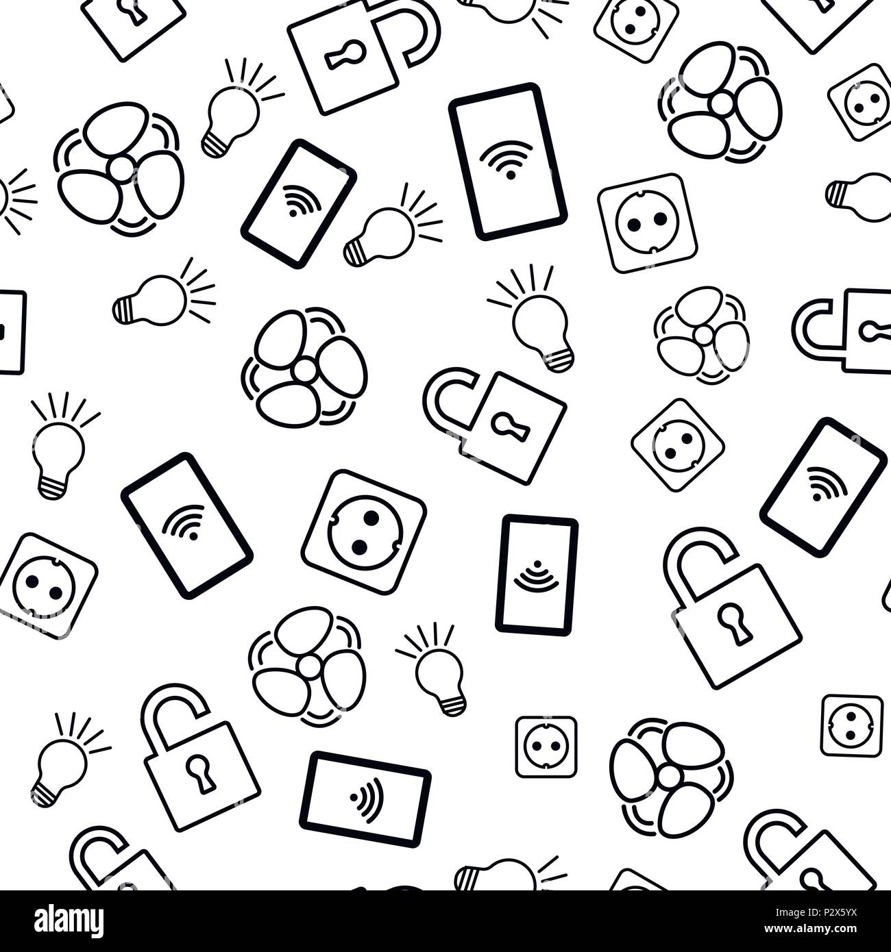 Seamless pattern with icons on white background Stock Vector
