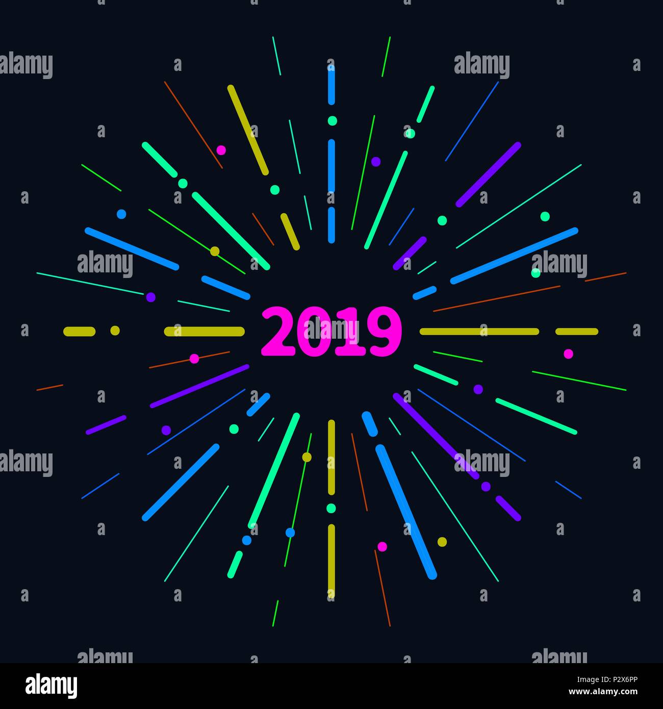 round hipster colorful frame 2019 Stock Vector