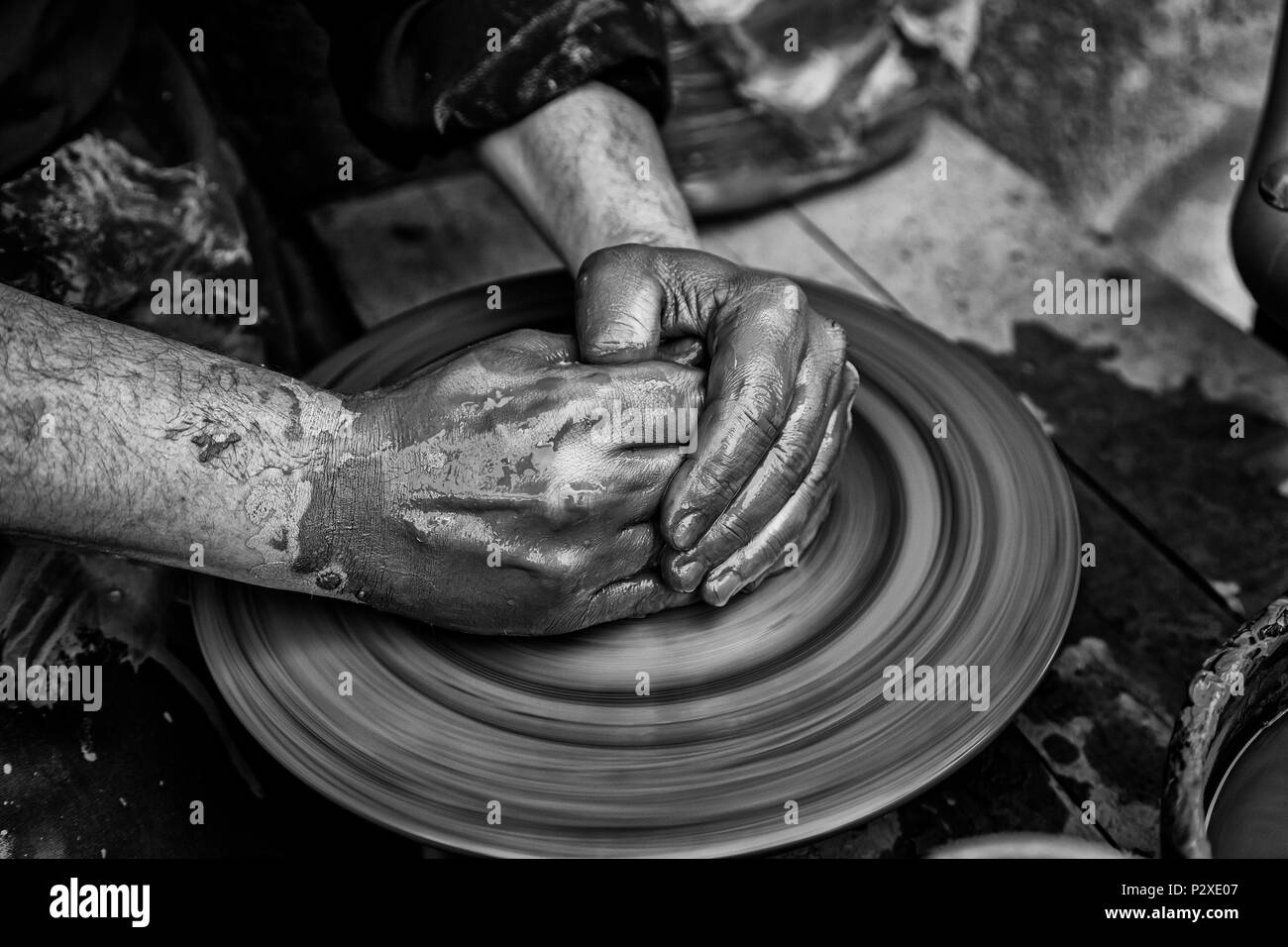 Traditional Potter, detail of manual work, arts and crafts Stock Photo