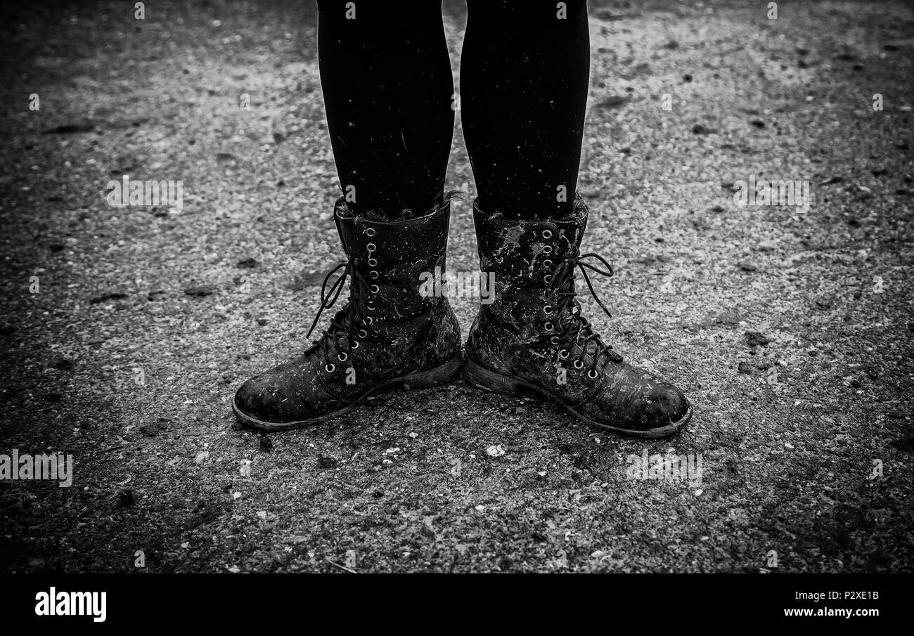 Muddy boots Black and White Stock Photos & Images Alamy