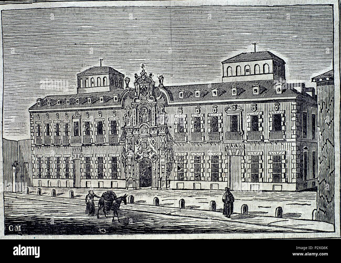 FACHADA DEL HOSPICIO - SIGLO XVIII. Location: BIBLIOTECA NACIONAL-COLECCION, SPAIN. Stock Photo
