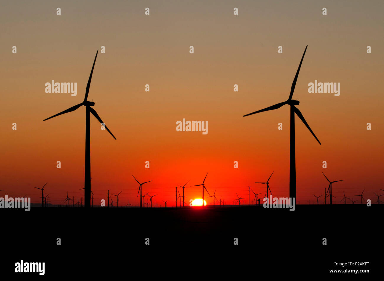 Wind turbine sunrise, Sherman County, Oregon Stock Photo Alamy