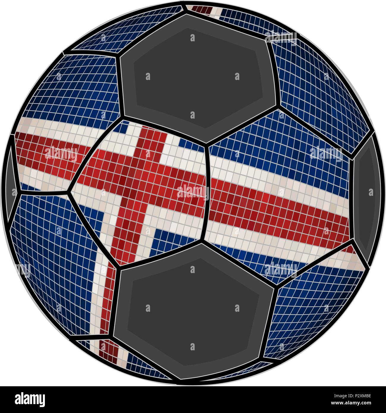Iceland flag with soccer ball background - Illustration,  Soccer football ball with Icelandic flag,  Abstract grunge mosaic vector Stock Vector