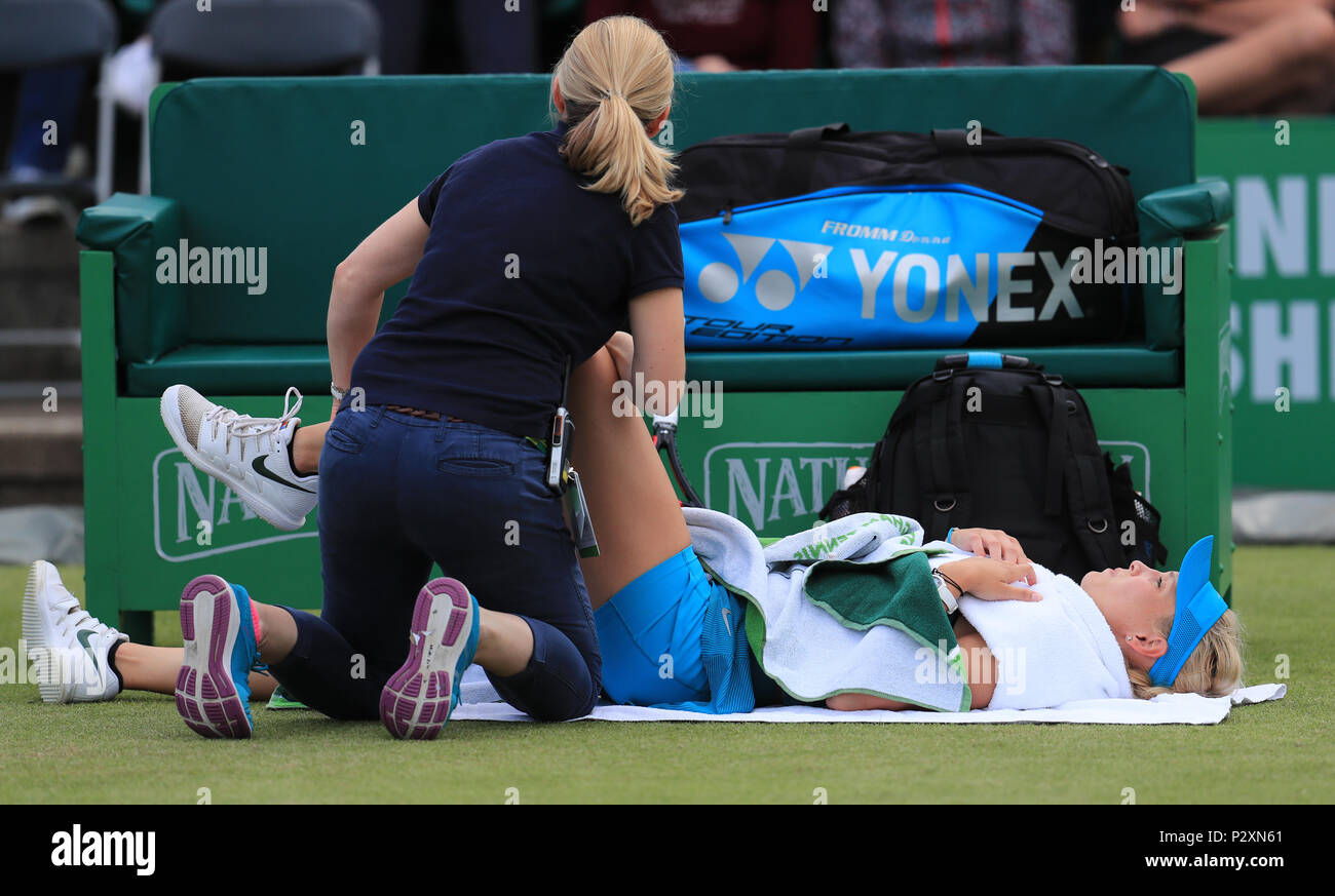 Donna Vekic receives physio during her semi final match with Johanna Konta  during day six of the Nature Valley Open at Nottingham Tennis Centre Stock  Photo - Alamy