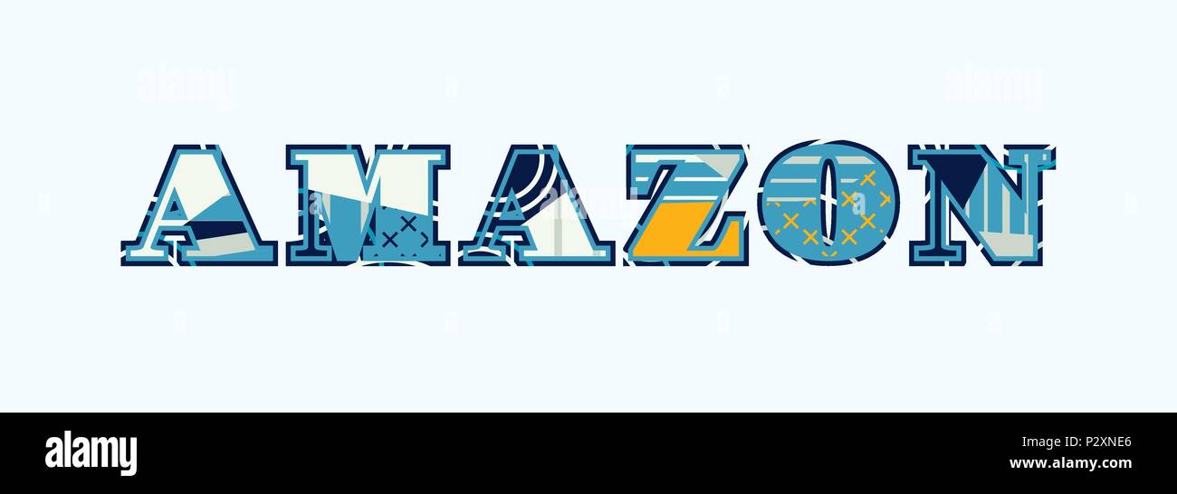 The word AMAZON concept written in colorful abstract typography. Vector EPS 10 available Stock