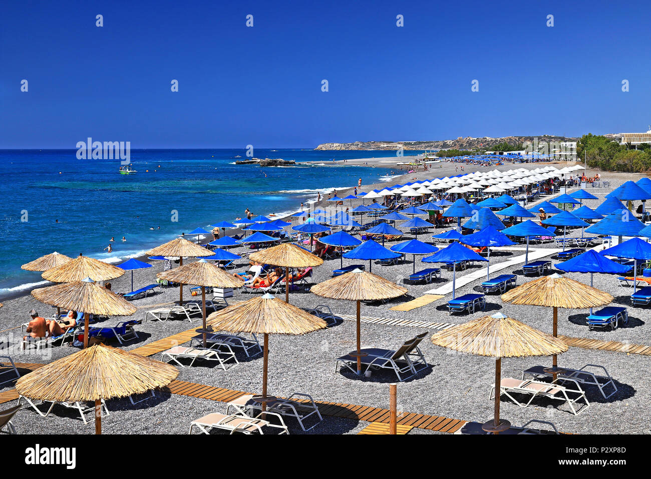 Psaropoula beach, Koutsounari village, Municipality of Ierapetra, Crete island, Greece. Stock Photo