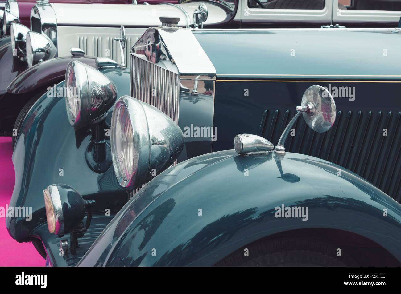Old Classic Car Detail In Blue Color Stock Photo Alamy