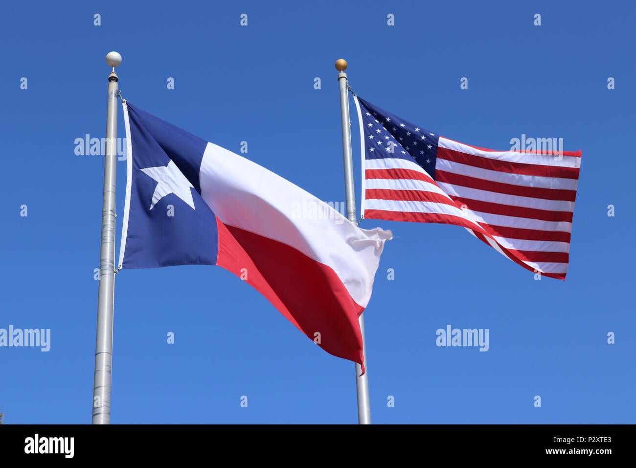 Texas flag, Lone Star State flag and United States of America US flag