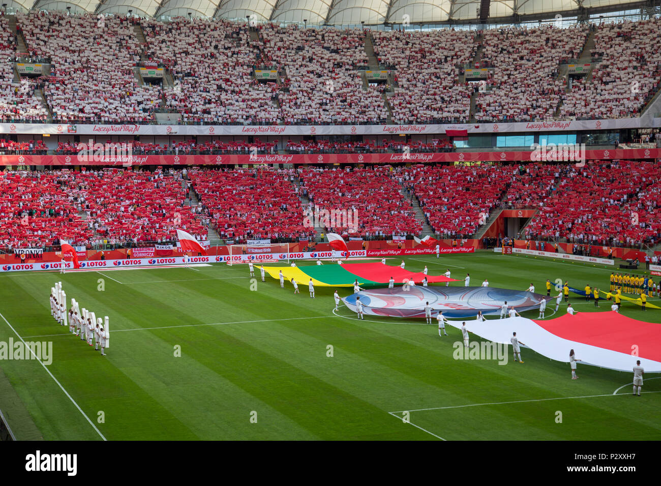 PGE Narodowy, Polish National Stadium in Warsaw, Poland during friendly match with Lithuania Stock Photo