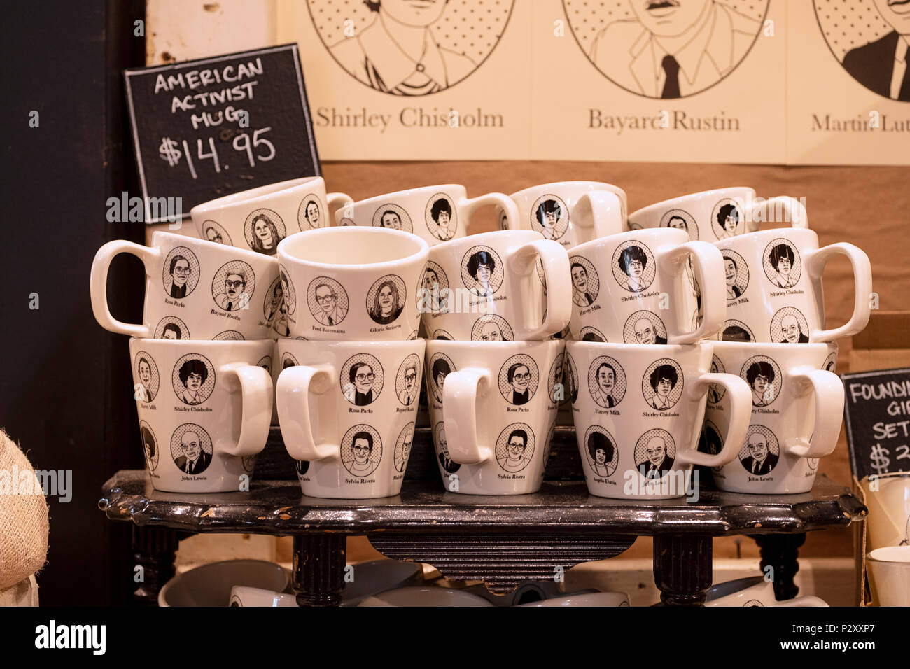 American Activist mugs for sale at Fish's Eddy in lower Manhattan, New