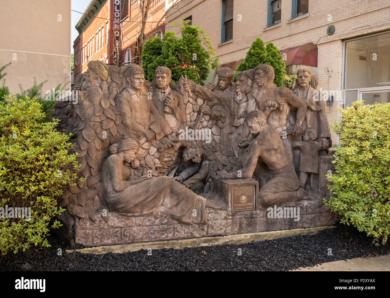 The Immigrants statue in Clarksburg West Virginia Stock Photo