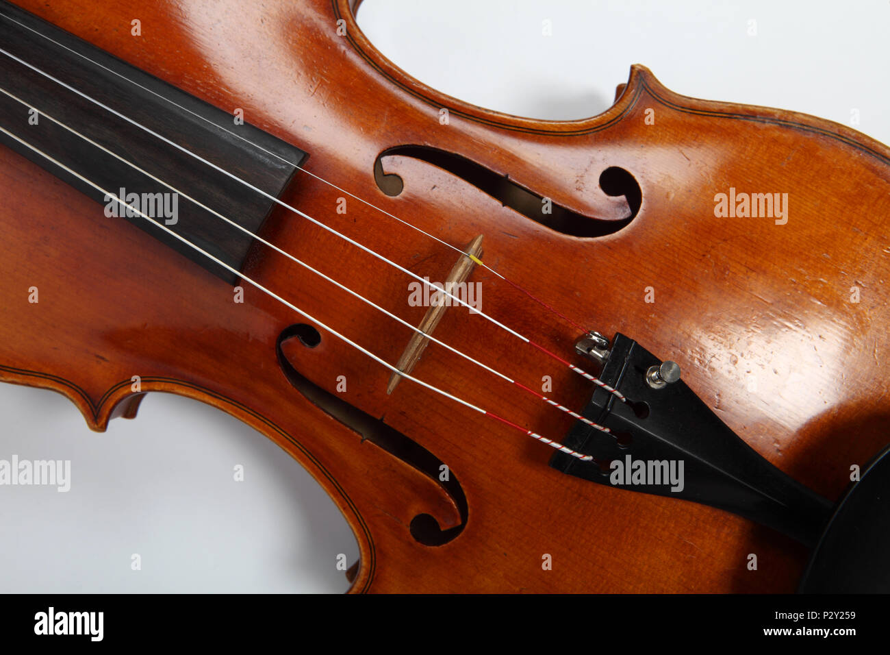 generic, close up of violins and parts of violins - f holes Stock Photo
