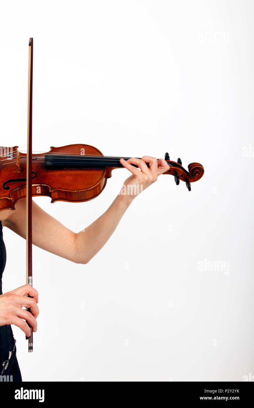 Generic - playing in the middle of the bow on a violin Stock Photo