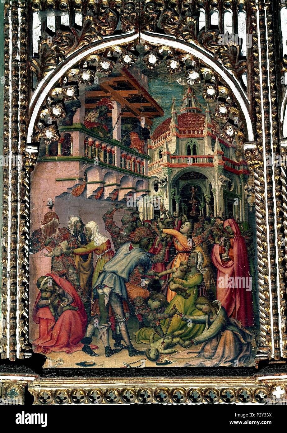 Massacre of the Innocents. (Degollación de Inocentes). Salamanca, Old Cathedral. Author: Nicolò Delli (1403-1470). Location: CATEDRAL VIEJA, SALAMANCA, SPAIN. Stock Photo