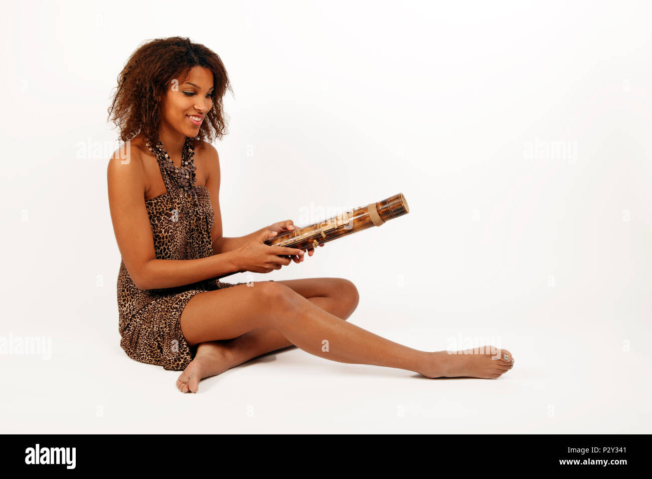 Valiha, Tube Zither made from bamboo. IIdiochord. 20+ strings raised on small bridges,Madagascar, Malagasy Republic. (Also called Marovany.) African i Stock Photo
