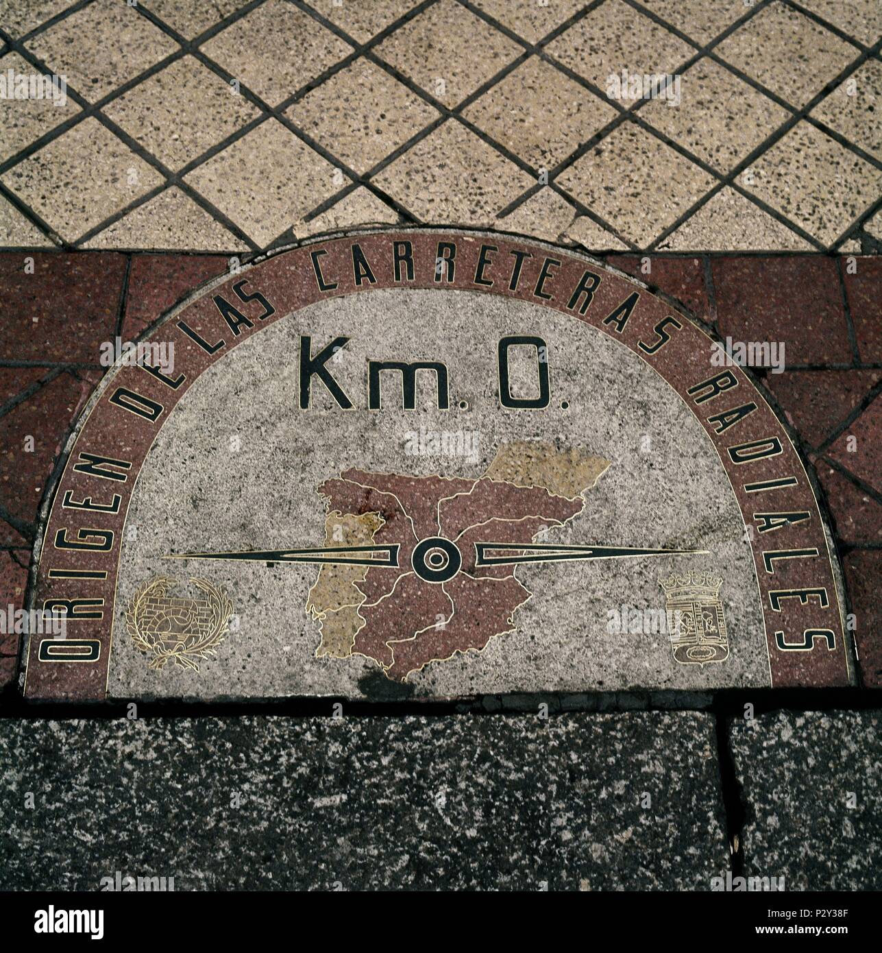 KILOMETRO CERO. Location: SUN GATE. Stock Photo