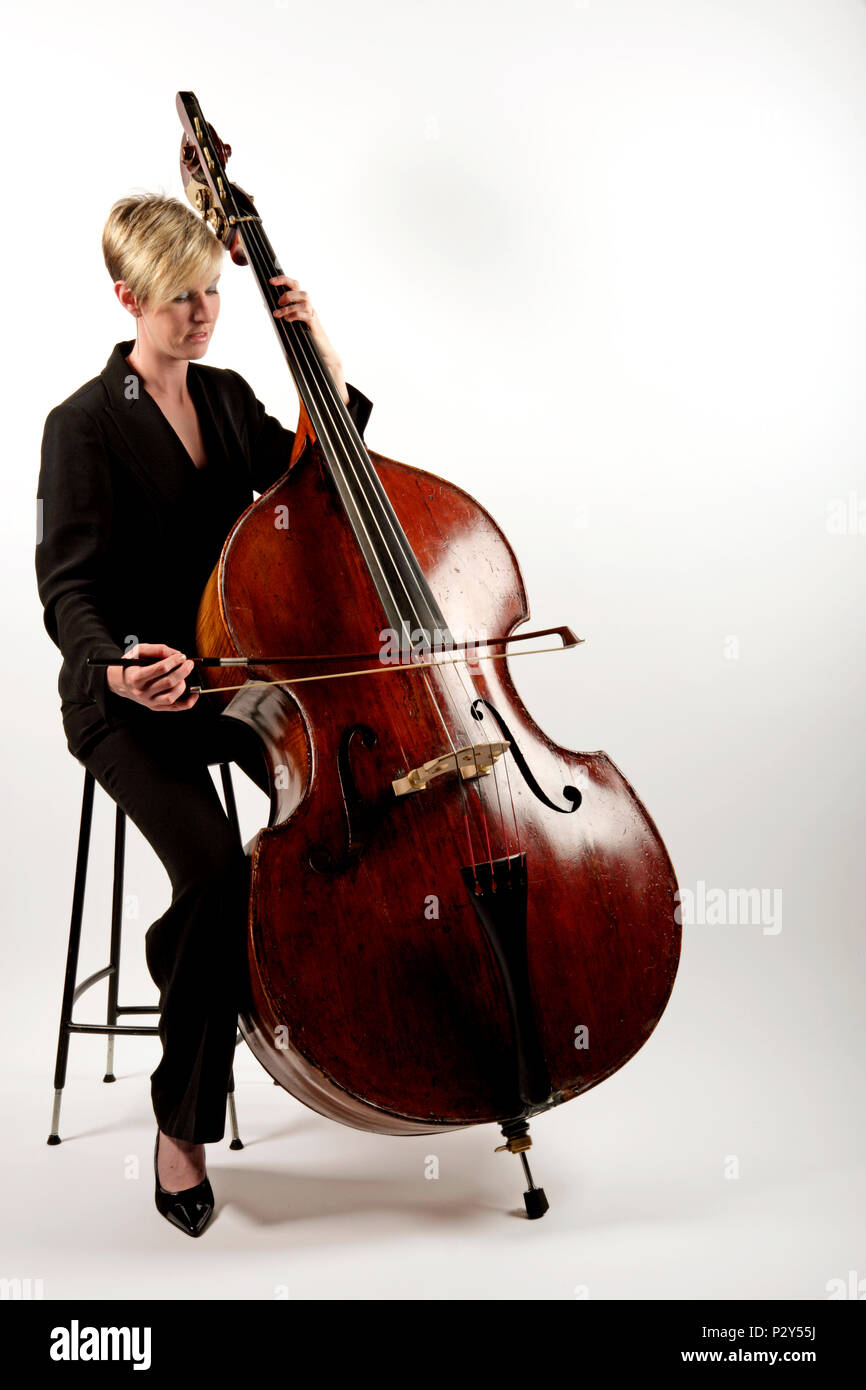 Generic Female Double Bass player Model release Kylie Davies Stock