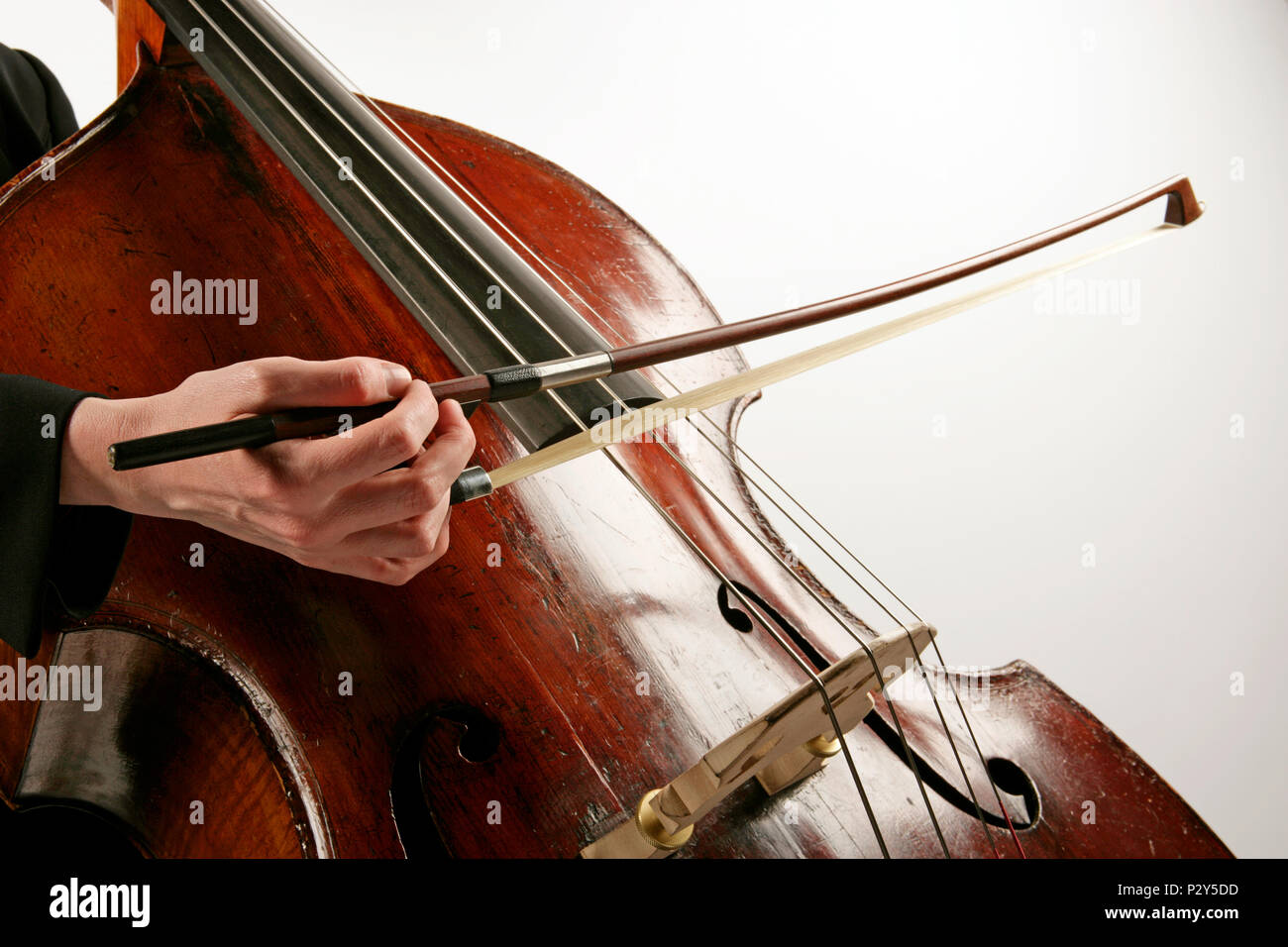 Generic Double Bass, close up detail of bow grip, known as the