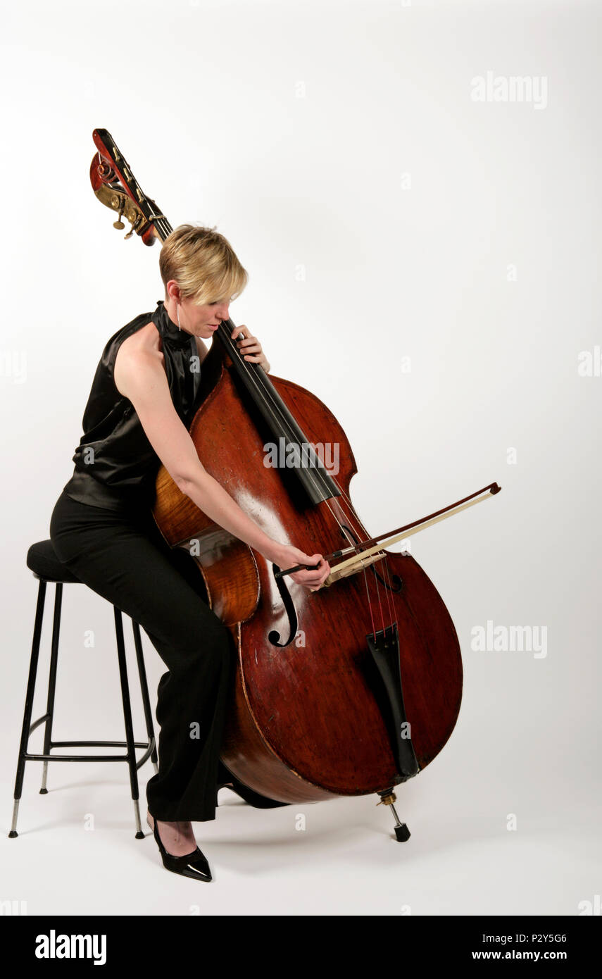 Ponticello on a double bass - generic  model release - Kylie Davies Stock Photo