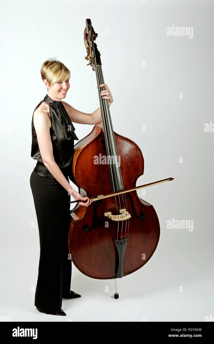 Generic Female Double Bass player, playing arco (with the bow) Model