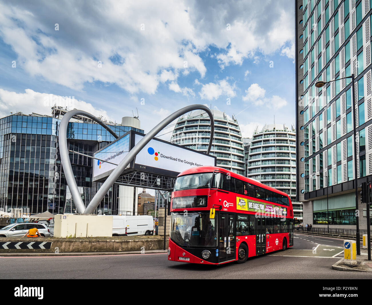 Silicon Roundabout or Old Street Roundabout -  London's tech hub area in the Shoreditch area of central London Stock Photo