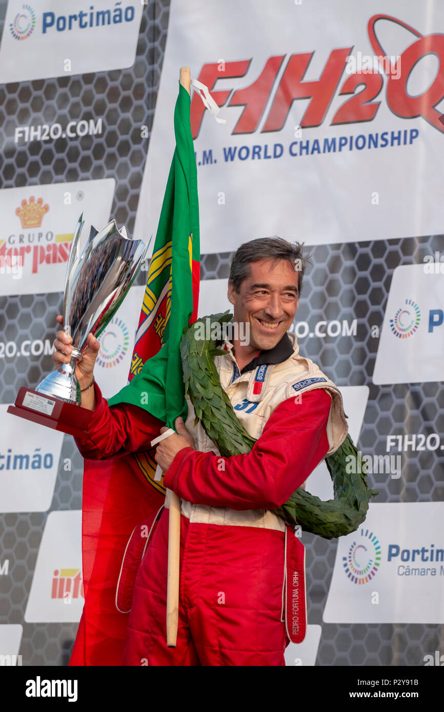 Portimao Portugal 20th May 2018 Pedro Fortuna 1st Place Winner Portuguese Grand Prix F4 S Powerboat Racing Event Of The 2018 Edition Held On P Stock Photo Alamy alamy