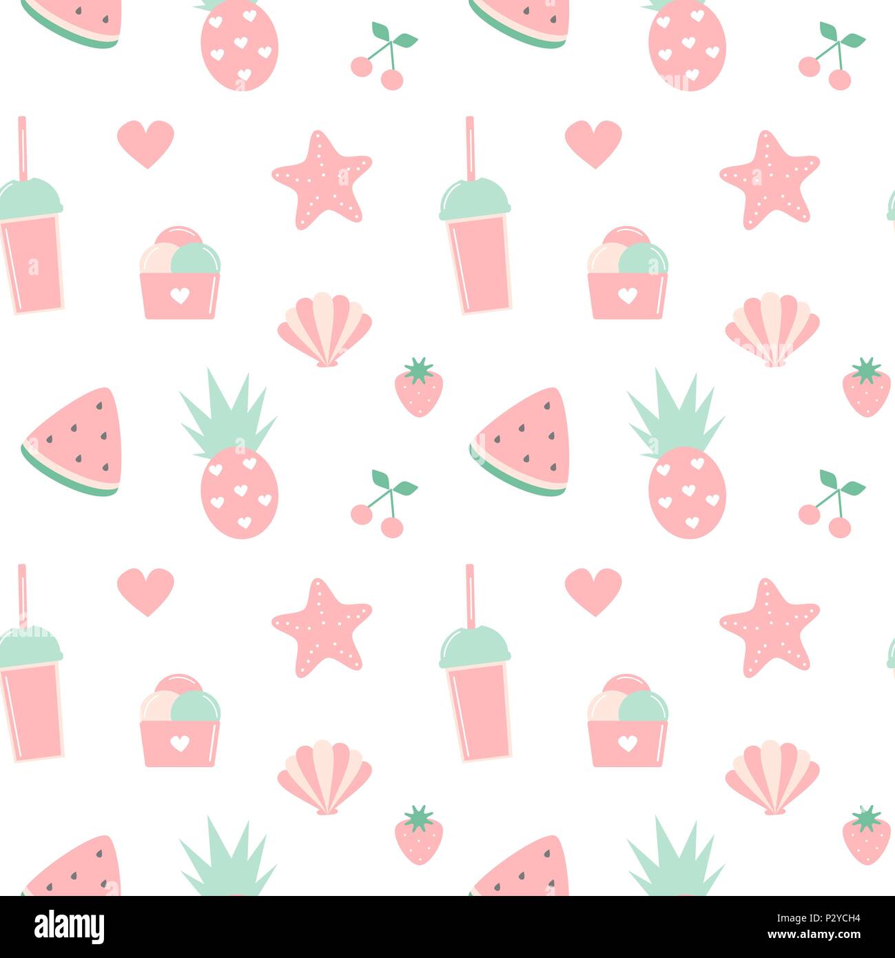 cute summer seamless vector pattern background illustration with ...