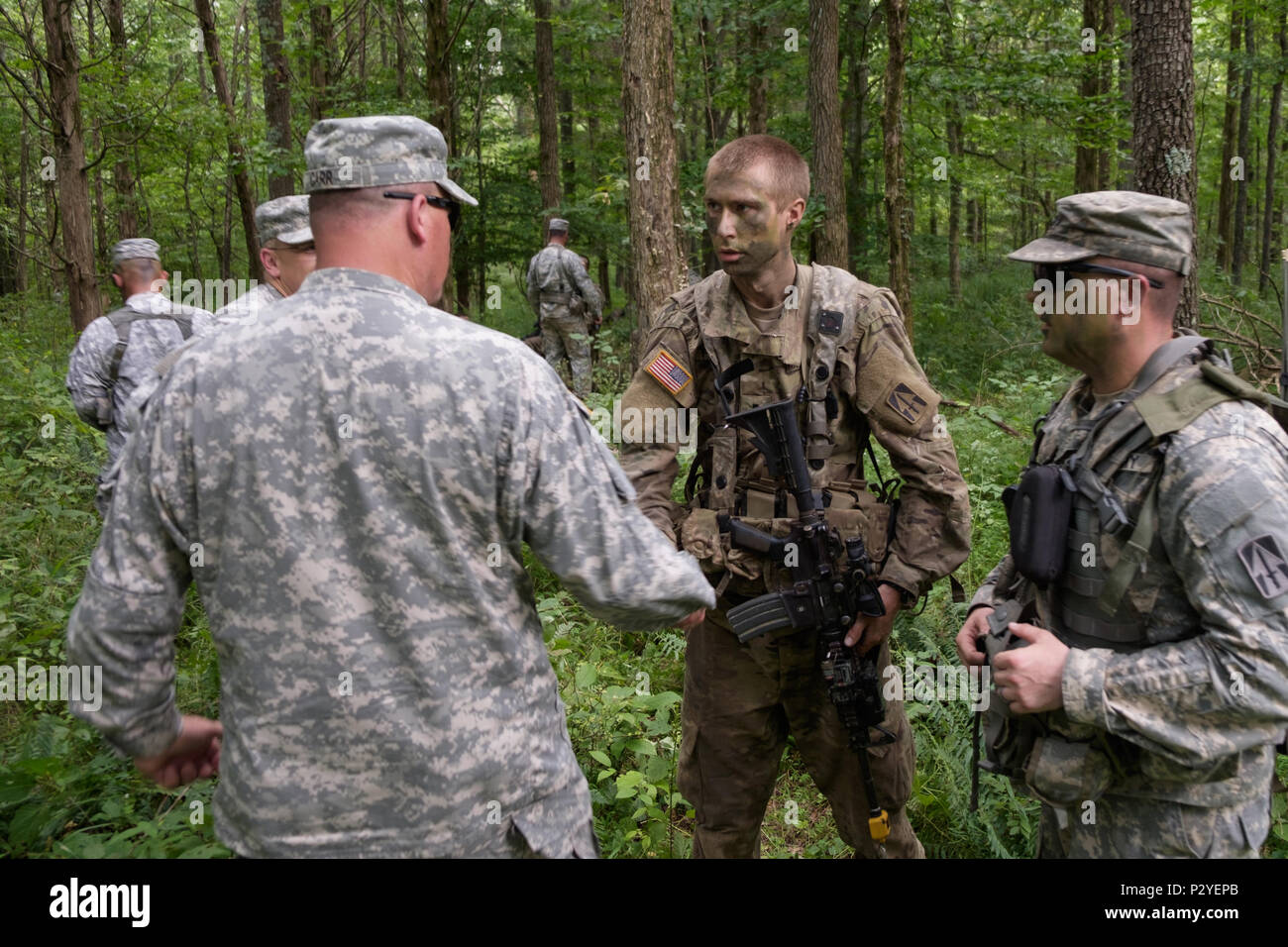 Indiana State Adjutant General Maj. Gen. Courtney Carr speaks with