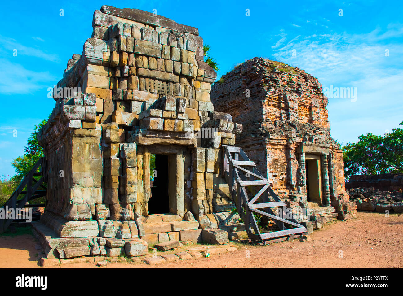 Mysterious old ancient Phnom Krom temple on the hill near Siem Reap, Cambodia Stock Photo
