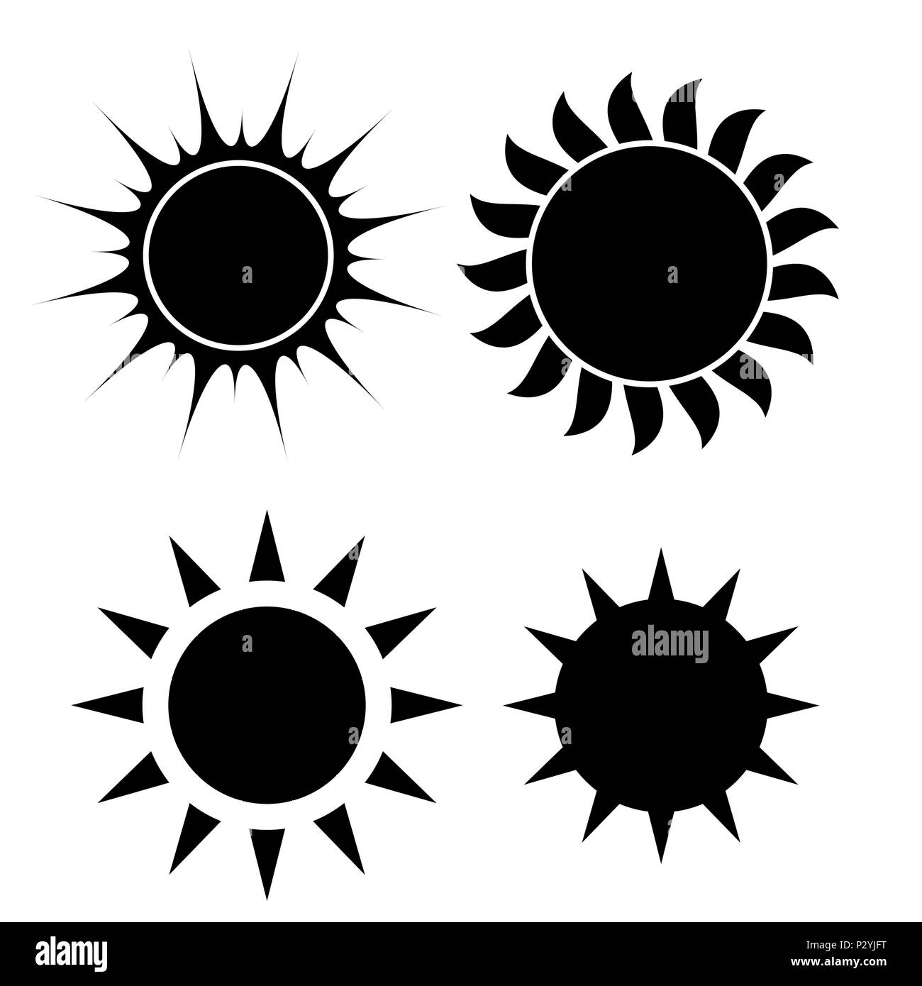 Abstract Simply Sun Icon Sign Collection Set Vector Illustration Stock ...